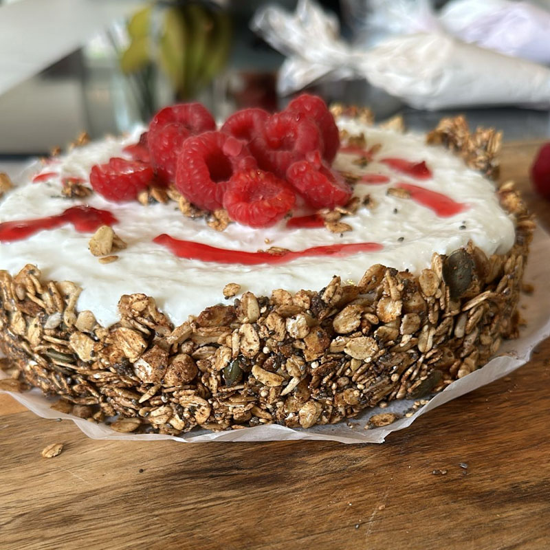 Healthy breakfast taartje 3 kwarktaart met granola blog