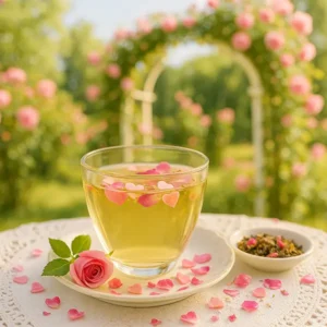 romantische thee met rozenblaadjes